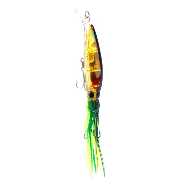 24cm/40g Vieheet Kalmari Vieheet Kalasyötti Crankbait Tackle Jig Treble Hook Ruskea Vihreä