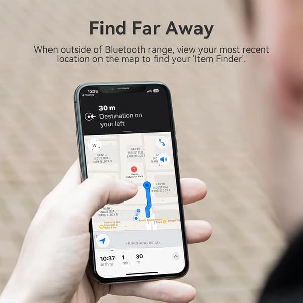 Key and Wallet Locator, Works with Apple Find My (iOS only), Replaceable Battery, Waterproof, Bluetooth Item Finder (Black, 2-pack)