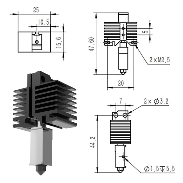 3D-tulostin Hot End Kit - Irrotettava set Bambu Lab X1 P1P X1 Carbon Type 4