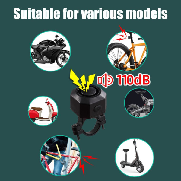 Cykellarmsystem Cykellarm med fjärrkontroll Trådlöst USB C Motorcykel Vattentätt Stöldskydd Vibrationsskoterlarmsystem