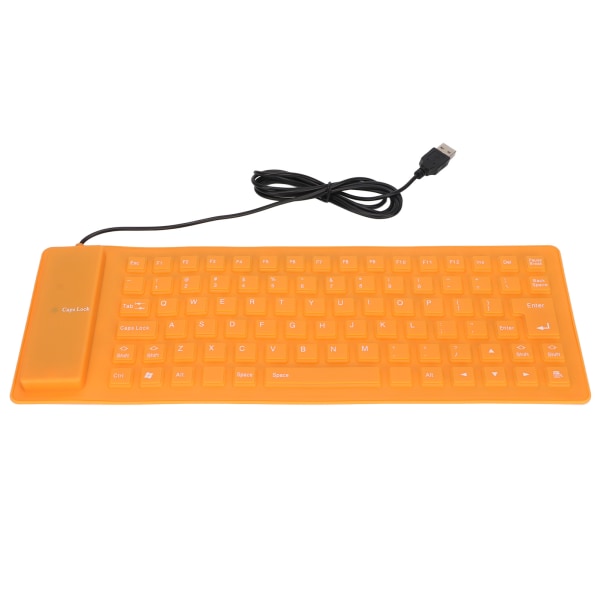 Förseglat silikontangentbord - lätt, bärbart, tyst och bekvämt USB tangentbord för PC (orange) Orange