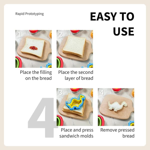 Sandwichkutter og -forsegler for lunsj - 5 stk Uncrustable Maker for matboks og bentoboks - Kakeformer for gutter og jenter