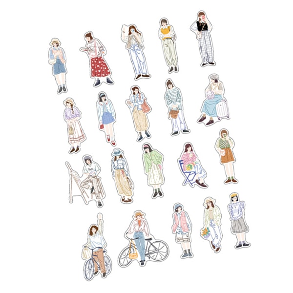 40 arkkia söpöjä tyttöhahmojen koristetarroja Scrapbooking-tarroja vesipulloon, kannettavaan tietokoneeseen, muistikirjaan, albumeihin, tyyppi 1