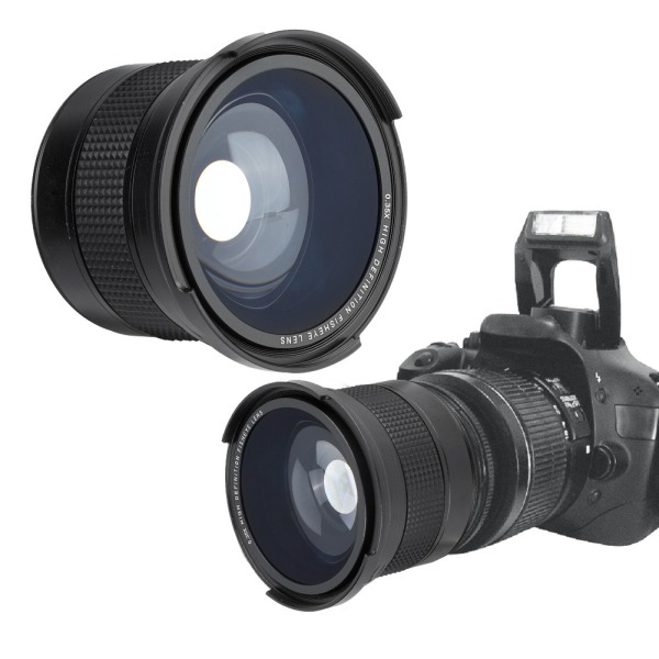 Super vidvinkelobjektiv til SLR DSLR-kamera - 58MM 0,35X Fisheye (sort)