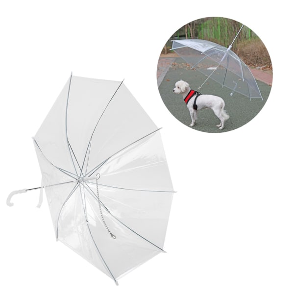 Innovativ kjæledyrparaply Hundekatteparaply med trekkkabelkjede for regnvandring Gjennomsiktig