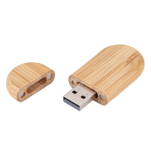 Oval træskal USB 3.0 Flash-hukommelsesdrev Opbevaringsstick Med Box U Disk 32GB