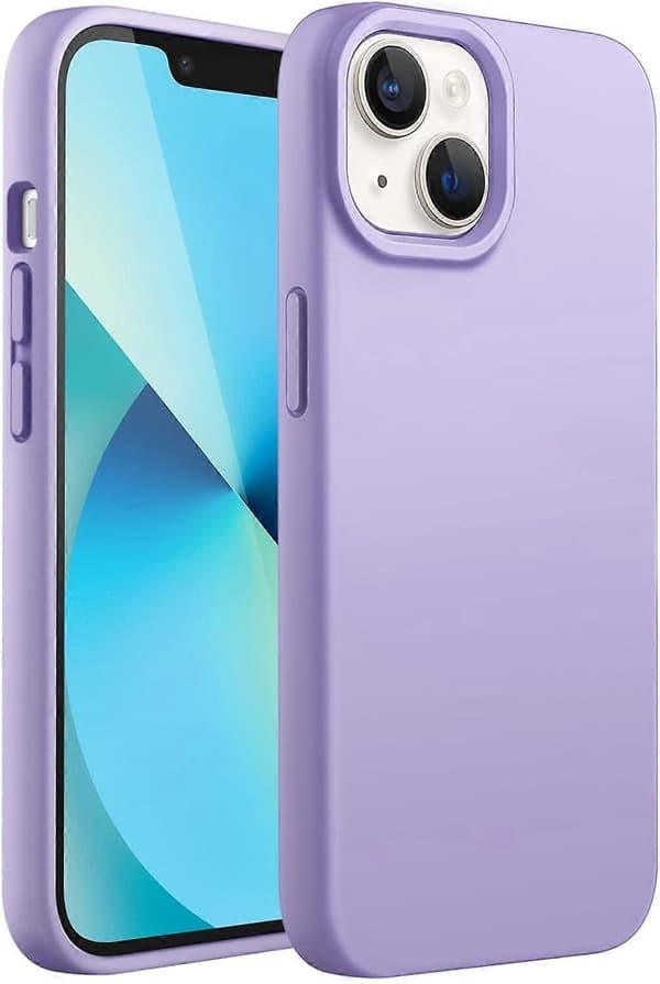 Silicone Case Compatible with iPhone 13 6.1 inch, Silky Soft Full Body Protective Case, Shockproof Cover with Microfiber Lining (Light Purple)
