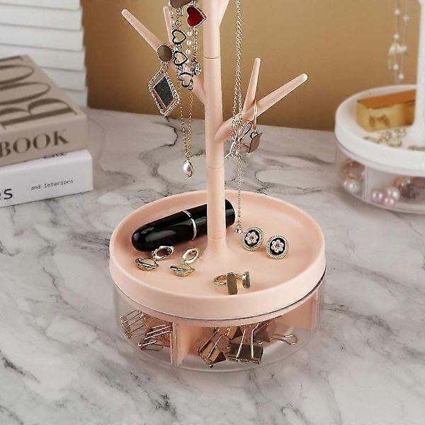 Jewelry Stand with Rotatable Base Storage Box Tree Tower Hanging