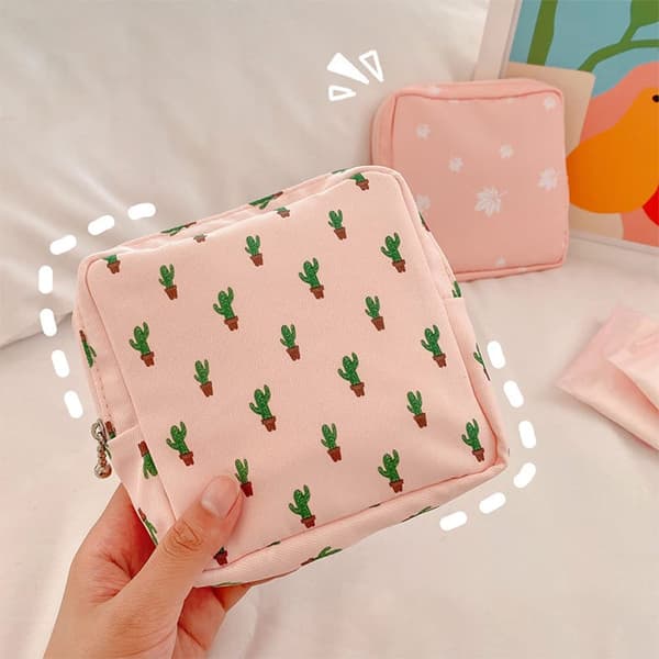 2-pak Sanitetsbind Opbevaringspose Bærbar Sanitetsbindpose med Lynlås Kosmetiktaske til Kvinder Piger Damer