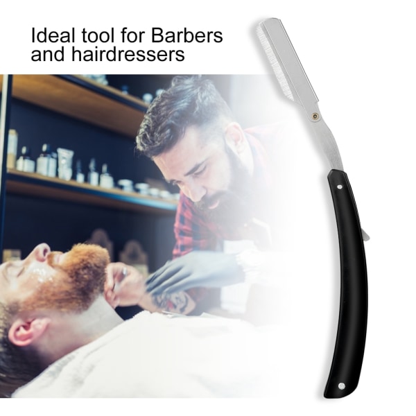 Barber rett blad barberhøvel i rustfritt stål Salon Folding Barbering Hårklipper