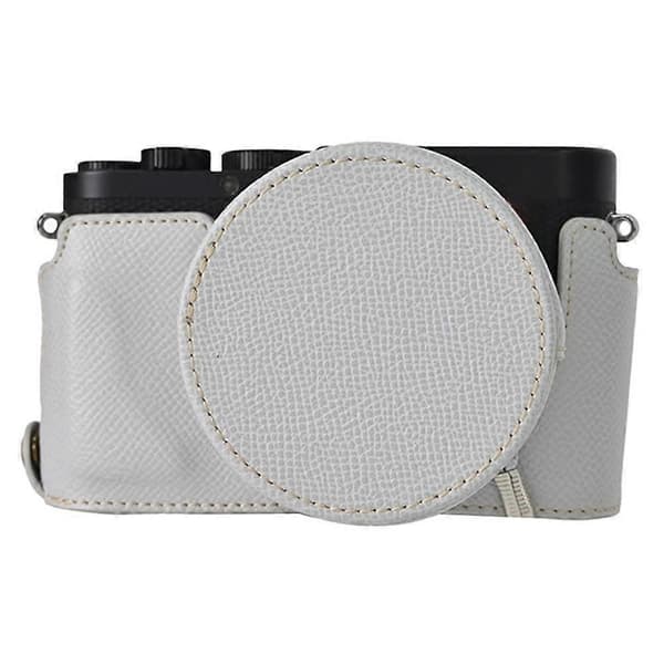 For Leica D-Lux 8 Camera Case PU Leather Protective Cover with Lens Cap - Grey