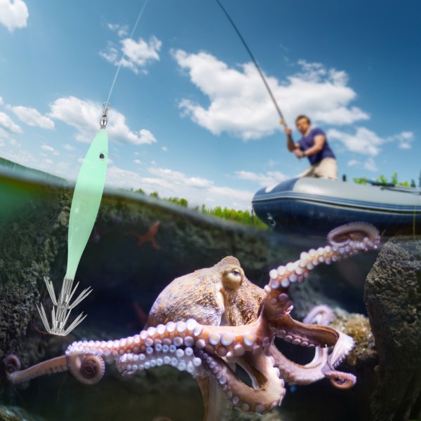 Højkvalitets Blæksprutte Fiskekrog Lokkemad Dele Fisketilbehør (Selvlysende)