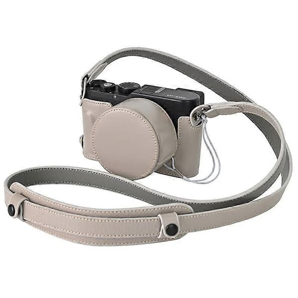 Case for Leica D-Lux 8 with shoulder strap, lens cap genuine leather camera protection - Grey