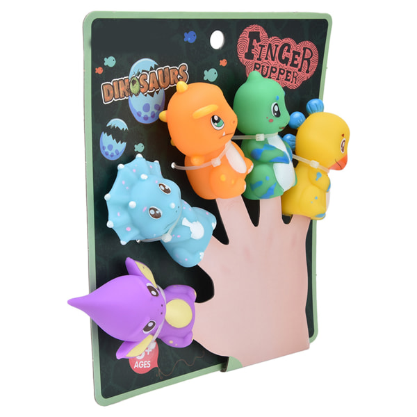 5 stk Animal Finger Puppet Legetøj Vinyl Forskellige farver Dinosaur Finger Puppet Kit til børn