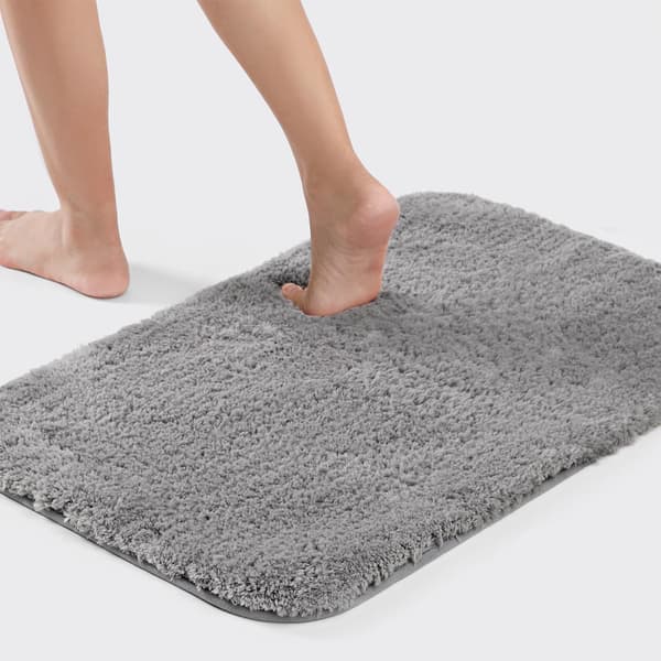 Luksuriøs badematte - Absorberende og maskinvaskbar, grå badematte 40x60cm, dusjmatte for baderomsgulv