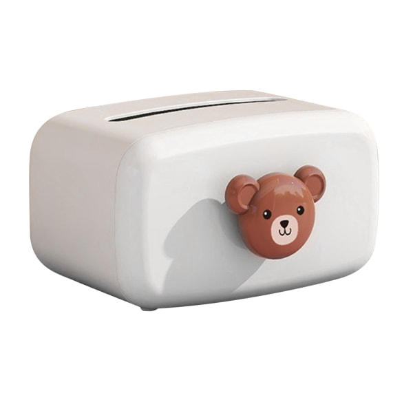 Tissue Box Cartoon Cute Bear Simple Light Luxury Household Decor Napkin Storage Box White