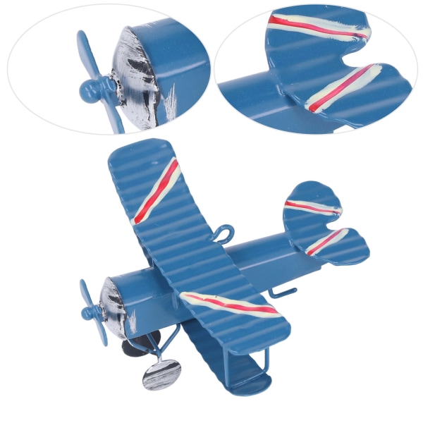 Flygplansmodell Retro Gammal järnkonst Blå miniatyrflygplansmodell Hantverk Hem Skrivbordsdekorationer Semesterpresenter
