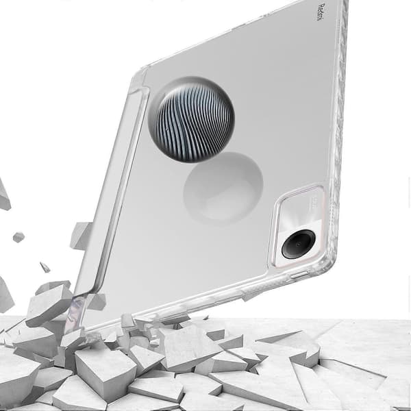Case for Xiaomi Redmi Pad SE, Tri-Fold Stand Leather+TPU+Acrylic Clear Back Tablet Protection