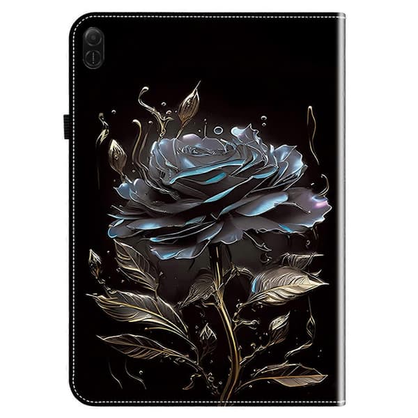 For Honor Pad X8a Leather Case Pattern Printed Stand Tablet Protection with Card Slot - Black Rose