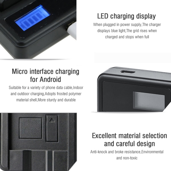 SEIVI Sort Plast LED Video Lys LCD Elektrisk Antal Display Kamera Batterioplader til Sony NP F550 F960 F970