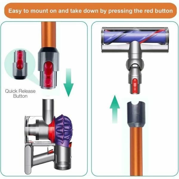Forlængerrør - ZEAICOS - Universel erstatning - Kompatibel med Dyson V7 V8 V10 V11 V15 - ABS & aluminium - Quick release