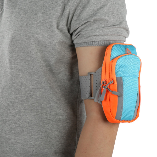 Nylon mobiltelefon armtaske Multipocket mænd og kvinder til bjergbestigning fitnessløb (himmelblå)