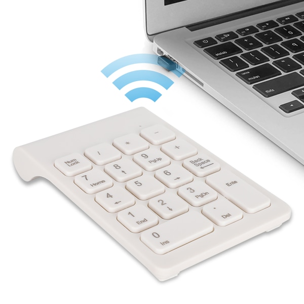 Minitastatur Trådløst numerisk tastatur 2,4G USB Ergonomisk letvægts pc-computertilbehør Hvid