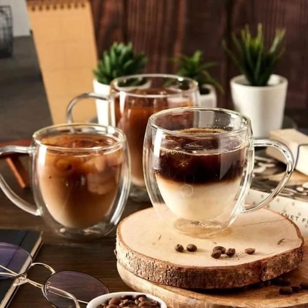 Kaffekopper - Sæt med 4 - Borosilikatglas - Dobbeltvægget isoleret - 150 ml