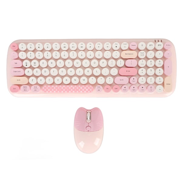 Trådløst Tastatur Mus Farverigt Fuldt Størrelse Skrivemaskine Tastatur Sød Optisk Mus til Windows PC Bærbar Computer Desktop Computer Pink