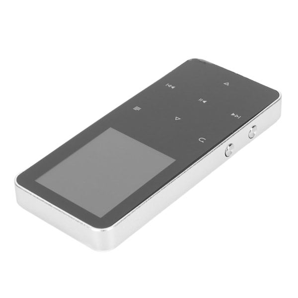 MP3-spiller Bluetooth 4.2 1,8 tommers fargeskjerm Berøringstast Videoavspilling Bærbar musikkspiller med høyttaler FM-radio Elektronisk bok Sølv 8 GB
