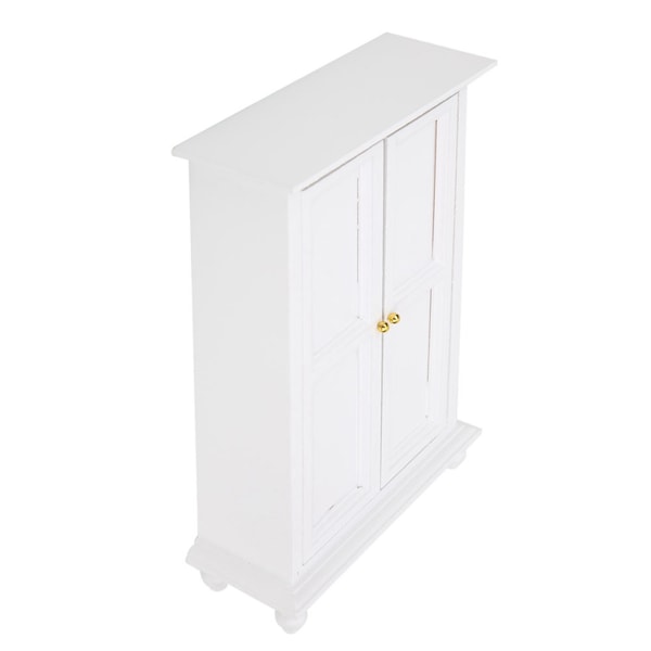Miniature Dukkehus Garderobe Hvidt træ Dobbeltdør Husholdningsskab