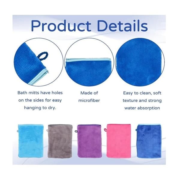 5-pak mikrofiber-vaskeklude med snoretræk, bløde og hurtigtørrende ansigtsklude, 5 farver