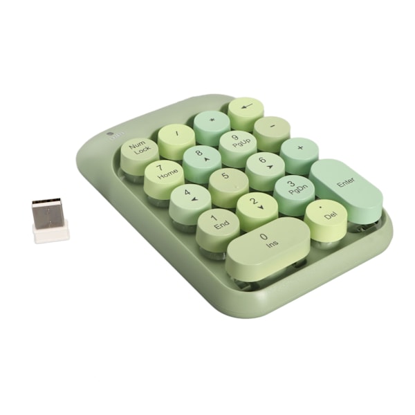 Trådløst numerisk tastatur 2.4G 18 taster Lav støy Retro fargerike runde tastlokk Nummertastatur for datamaskin bærbar PC