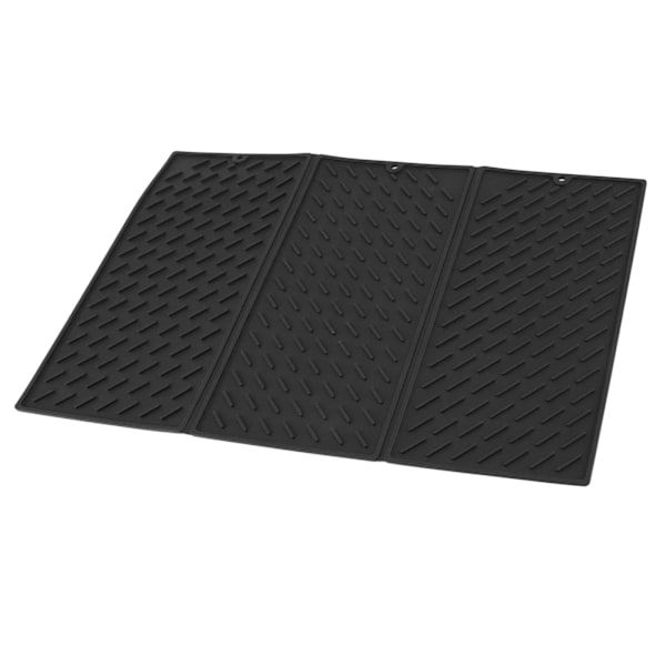 3 Fold Counter Foldable Drying Mat Silicone Fast Drying Waterproof Reusable Drying Kitchen Mat for Kitchen Bathroom Black