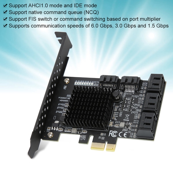 PCI E til SATA3.0 Utvidelseskort 8 Ports Adapter Riser Card Tilbehør til stasjonær datamaskin