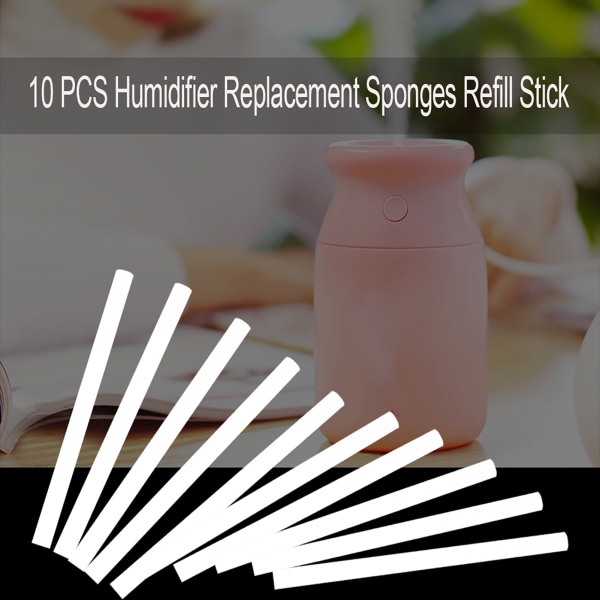 10-pack mini bärbar personlig USB luftfuktare ersättningssvamp Refill Sticks - Vit