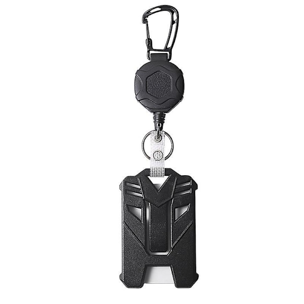 Tactical Black Retractable Badge Holder with Heavy Duty Carabiner Keychain