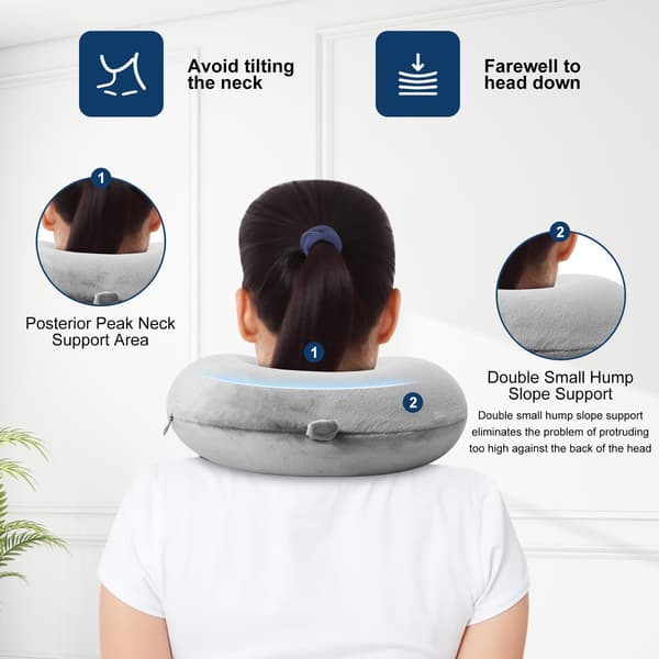 Resekudde Memory Foam Nackkudde för Resestöd Kudde Lyxig Kompakt Lättvikt Snabbpack för Camping Sovande Vilokudde (Grå)