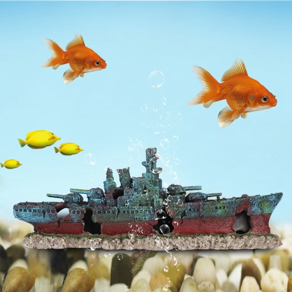 Resin vrak båt senket slagskip krigsskip fisketank akvarium pryd hule dekorasjon