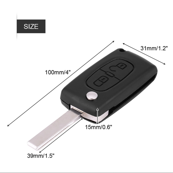 2-painikkeen auton kaukosäädin Peugeot 207 307 308 407 807 -malleihin