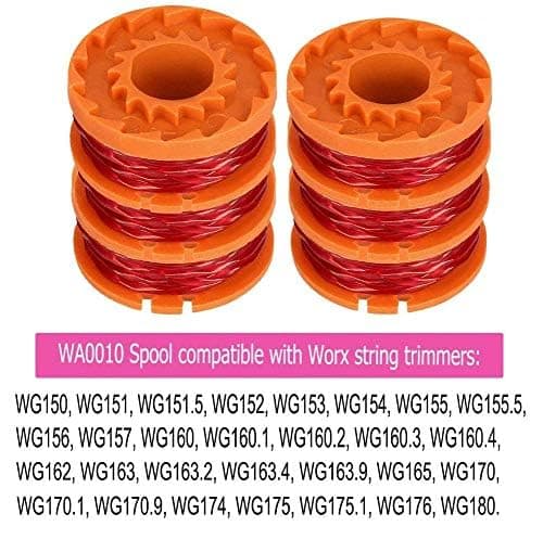 Erstatningsklippelinjer for Worx – 0,065 tommer klippespoler for elektriske gressklippere, pakke med 6