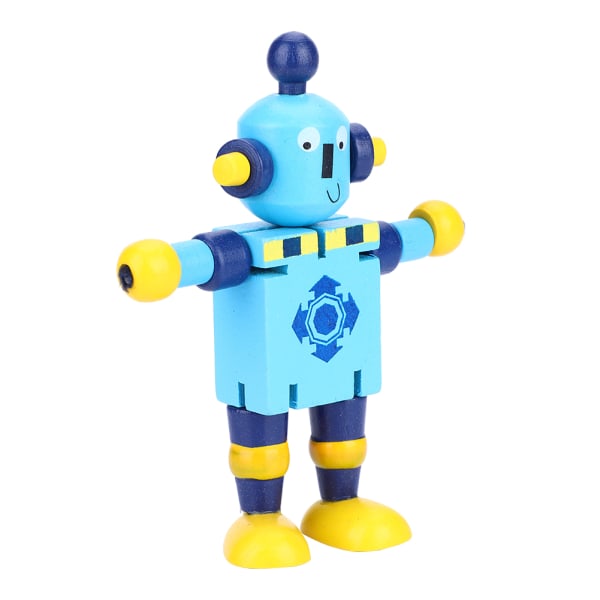 Persoonalliset söpöt puiset robottilelut Oppimis- ja opetuslelut lapsille (sininen)