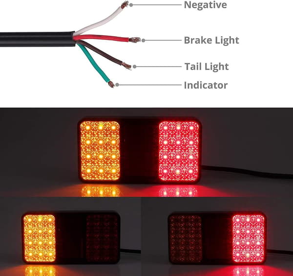2 x Baglygter Bremselys 12V Universal til Trailer Campingvogn Varebil Lastbil Traktor (24 LED)