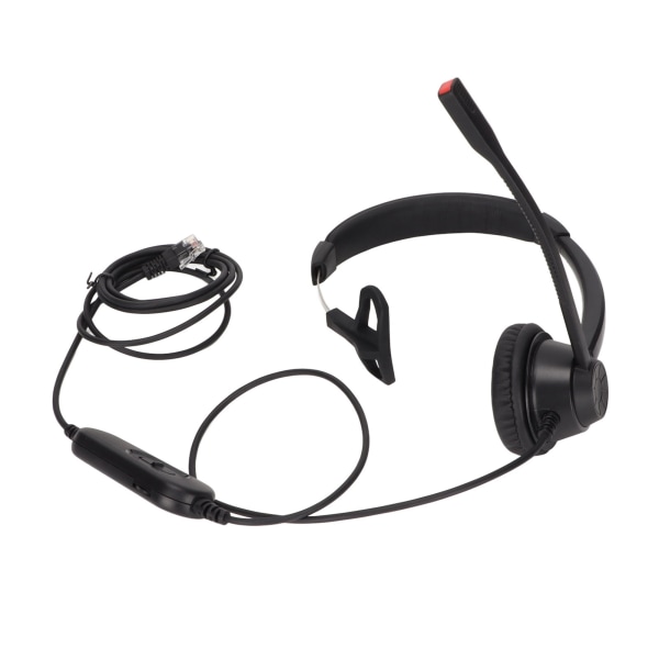 RJ9 Single Ear Headset Mobiltelefon Headset med Mic Mute højttalerlydstyrke og 6-hastigheds linjesekvensjustering