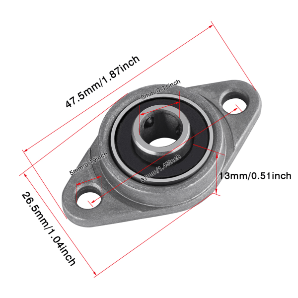 8 mm horisontal trapesformet puteblokkmontert lagerstøtte for 3D-skriver blyskruestang