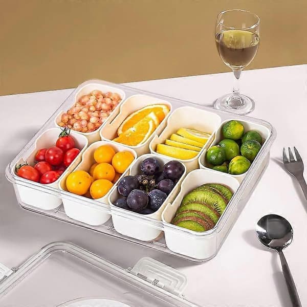 Snackboks, delt serveringsbrett med lokk og håndtak Snackle Box