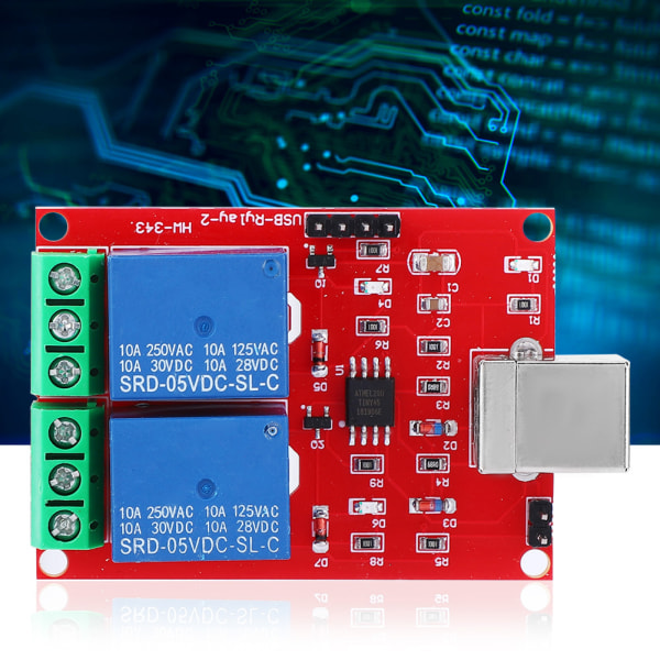 USB kontrollomkopplare - 2-kanals relämodul för dator PC - Intelligent kontrollomkopplare - Röd - 1 st.