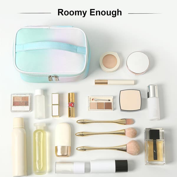 Gradient Makeup Taske Små Kosmetiktasker til Kvinder Damer Lynlåspose Makeup Organizer Vandtæt Sød Grøn Pink Blå (Regnbue Grøn) Gradient Green
