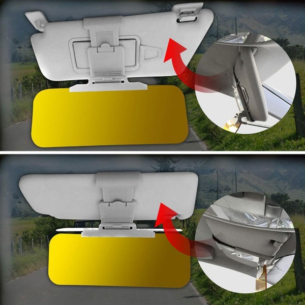 HD Car Sun Visor - Anti Glare for Day Night Driving - Adjustable Sunshade and Night Vision Extender
