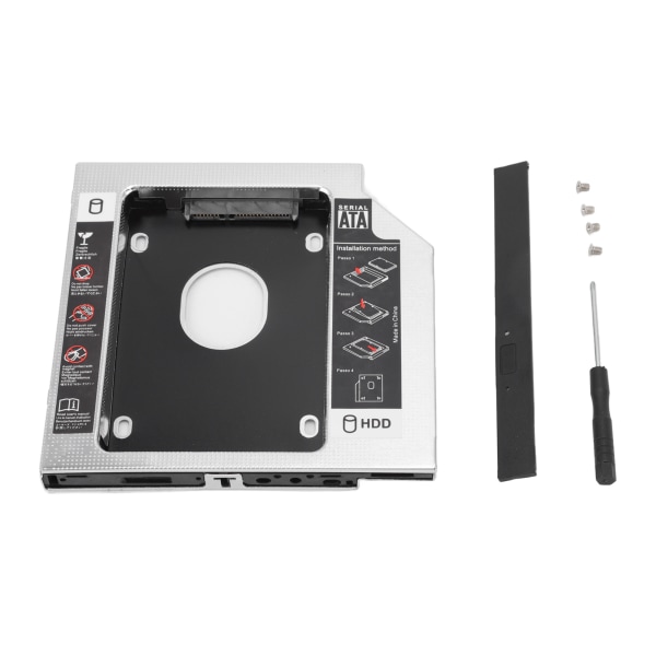 SATA till SATA 2:a HDD SSD-hölje 2-kanalsskydd Hårddisk Caddy Case Fack för 12,7 mm CD DVD ROM optisk enhetsplats